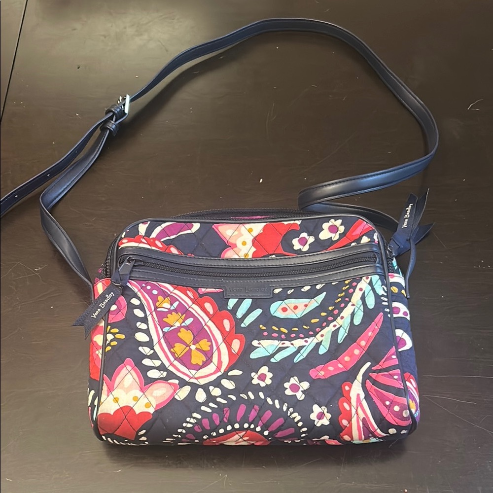 Vera Bradley Red and Pink Crossbody Bag with Artistic Design